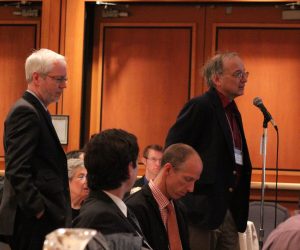 TAO's Peter Miasek asks a question as Michael Roschlau prepares